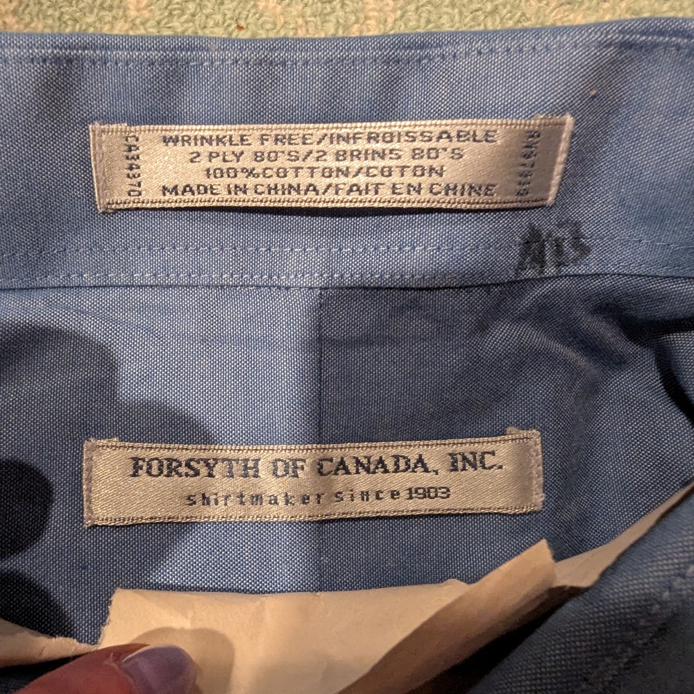 Men's Blue Dress Shirt Bundle For Work. 17.5-35 Freshly Dry Cleaned - Picture 2 of 5